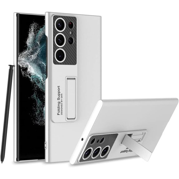 Case for Galaxy S23 Ultra Case with Kickstand, Ultra-Thin Shockproof Protection Matte Phone Case for Samsung S23 Ultra Case, Silver