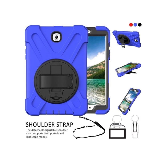 Case for Galaxy Tab S2 9.7 inch Model SM-T810/T813/T815/T817/T818/T819- Shockproof Cover with Rotatable Kickstand Hand & Shoulder Strap