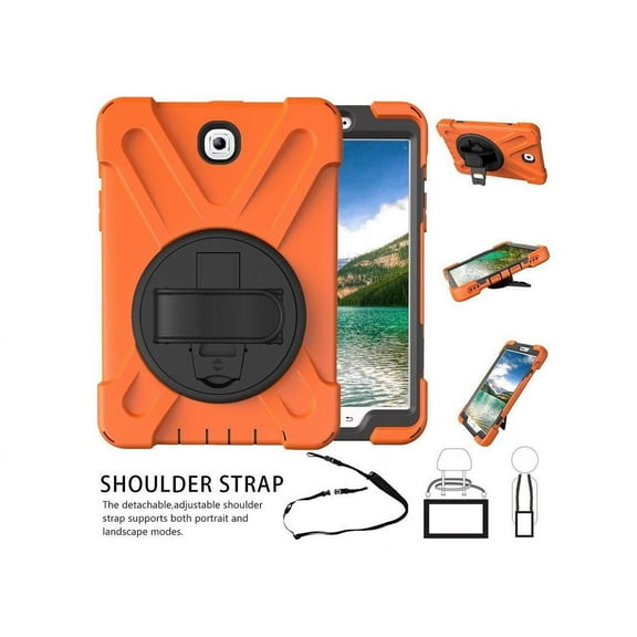 Case for Galaxy Tab S2 9.7 inch Model SM-T810/T813/T815/T817/T818/T819- Shockproof Cover with Rotatable Kickstand Hand & Shoulder Strap