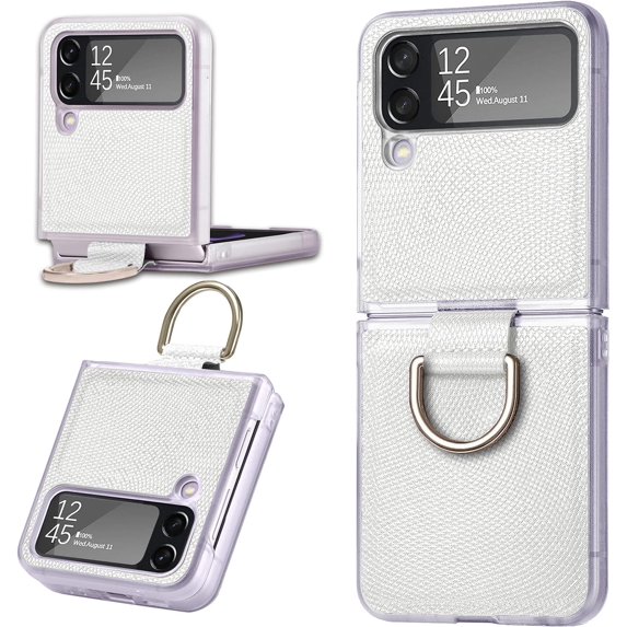 Case for Galaxy Z Flip 4 5G 2022 Cover, Slim TPU Frame Back Cover Protective Phone Case for Galaxy Z Flip 4 5G 2022, with Ring, Silver