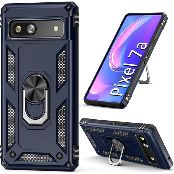 Case for Google 7a Phone Case Pixel 7a Blue Case for Men,with Magnetic Stand,Heavy Duty Shockproof Protective Cover for Google Pixel 7a 5G Blue