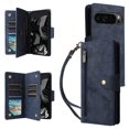 thumbnail image 1 of Case for Google Pixel 10 Pro Xl Magnetic Leather Card Holder with Hand Strap Zipper Wallet Cover, 1 of 5