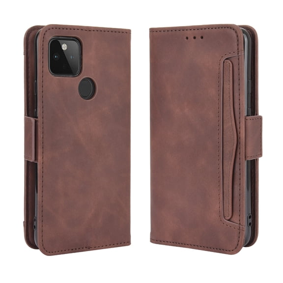 Case for Google Pixel 4A Cover Adjustable Detachable Card Holder Magnetic closure Leather Wallet Case - Brown