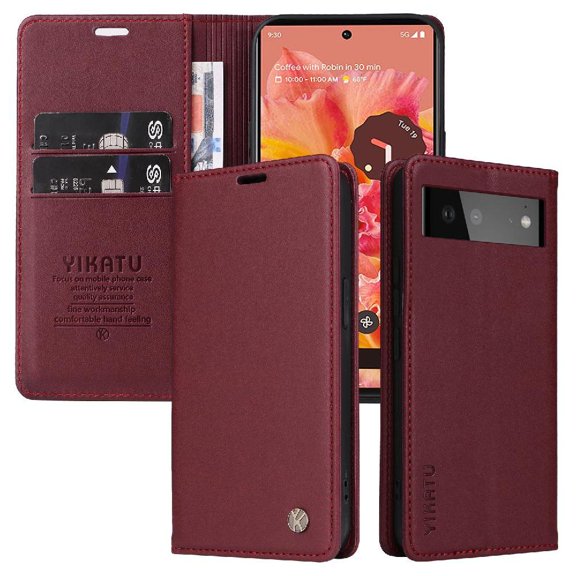 Case for Google Pixel 6 Wallet Case with Card Slots PU Leather Magnetic Closure