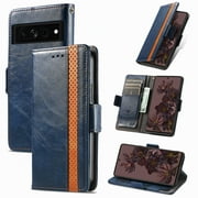 Case for Google Pixel 7 Cover Leather Wallet Folio Case Book Design Flip Magnetic Closure - Blue