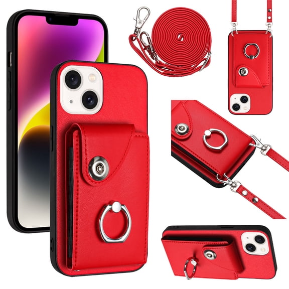 Case for Google Pixel 8A Wallet Case with Ring Kickstand and Shoulder Strap, Shockproof Stylish Protective Cover
