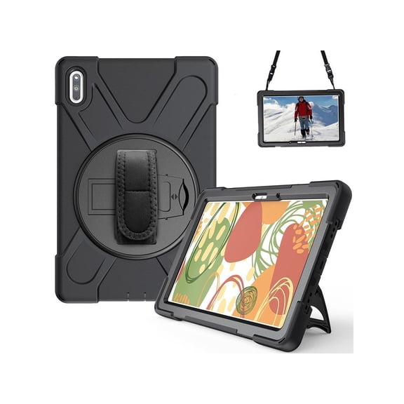 Case for Huawei MatePad 10.4 inch 2020 2022 with Rotating Kickstand / Hand Strap / Shoulder Belt Hybrid Armor Rugged Heavy Duty Shockproof Cover