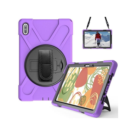 Case for Huawei MatePad 10.4 inch 2020 2022 with Rotating Kickstand / Hand Strap / Shoulder Belt Hybrid Armor Rugged Heavy Duty Shockproof Cover