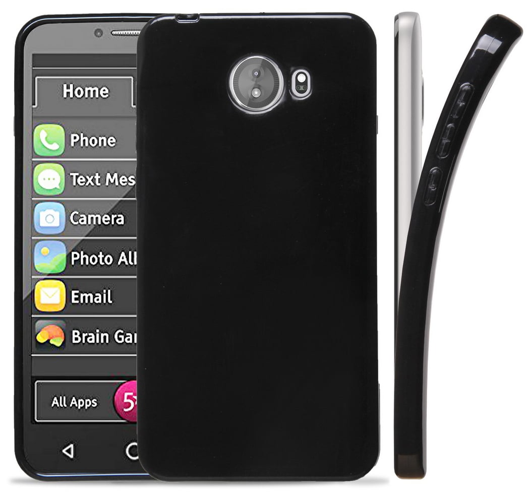 Case for Jitterbug Smart2, Jet Black Glossy Flex Gel TPU Skin Slim