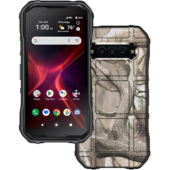 Case for Kyocera DuraForce Pro 3, Rugged Shield Protective Cover [Anti-Fingerprint, Matte Grip Texture] - Bush Camo