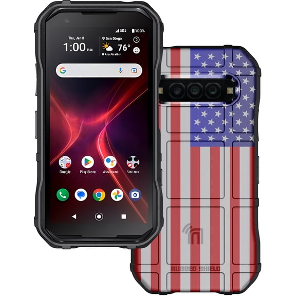 Case for Kyocera DuraForce Pro 3, Rugged Shield Protective Cover [Anti-Fingerprint, Matte Grip Texture] - USA Flag