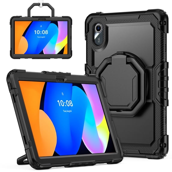 FJLBDE Case for Lenovo Idea Tab 11 Inch 2025 (TB-336ZU/TB-336FU), 360 Rotating Stand Handle Shoulder Strap Heavy Duty Shockproof Cover, Black