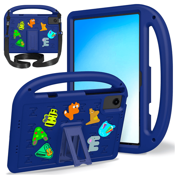 Case for Lenovo idea Tab Plus 12.1" 2025 Model (TB-361FU) Letter Pattern Portable Kids Shockproof Cover With Stand and Shoulder Strap