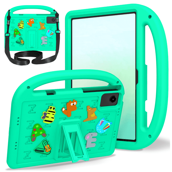 Case for Lenovo idea Tab Plus 12.1" 2025 Model (TB-361FU) Letter Pattern Portable Kids Shockproof Cover With Stand and Shoulder Strap