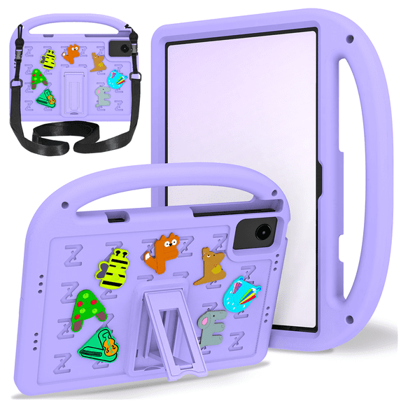 Case for Lenovo idea Tab Plus 12.1" 2025 Model (TB-361FU) Letter Pattern Portable Kids Shockproof Cover With Stand and Shoulder Strap
