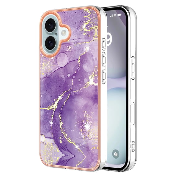 Case for MOTO E32S Marble-patterned gold-edge phone case - Stylish protection
