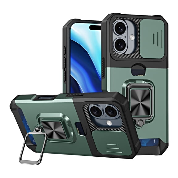 Case for MOTO G PURE Screen Protector with Car Mount, Camera Cover, Card Holder, Ring Kickstand, 3in1 Case,Tempered Glass and Car Mount