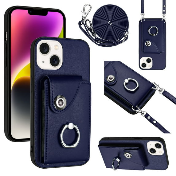 Case for MOTO G Stylus 5G 2024 Wallet Case with Ring Kickstand and Shoulder Strap, Shockproof Stylish Protective Cover