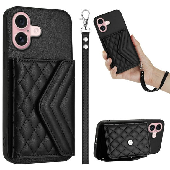Case for MOTO G55 5G Quilted phone case with a card slot and detachable wristband for protecting wallet.