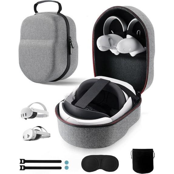 Case for Meta Quest 3/3S/2 & Vision Pro/Pico 4, Elite Strap & Battery Head Strap, with Lens Protector, Portable Hard Carrying Case