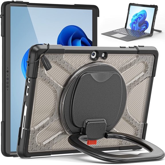 Case for Microsoft Surface Go 3 2021/Surface Go 2 2020/Surface Go 2018, TPU + PC Heavy Duty Shockproof Case with 360 Rotating Hand Grip/Folding Stand