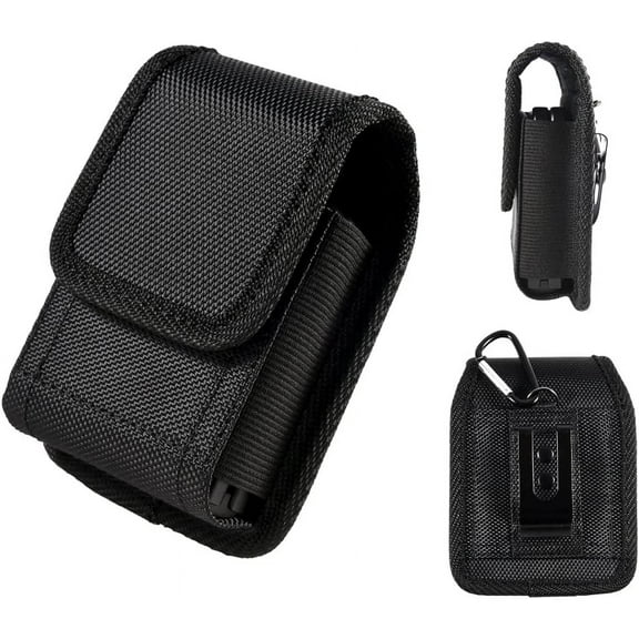 Case for Moto Razr 2023 / Razr+ 5G / Razr 5G / Samsung Z Flip5 5G, Flip4 5G, Z Flip3 Flip Phone Case, Nylon Pouch [with Belt Loop, Metal Clip] Black