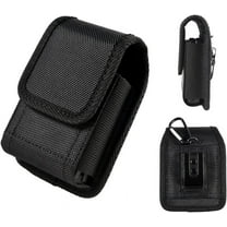 Case for Moto Razr/Razr  Plus 2024 2023/Galaxy Z Flip 6 5 4 5G Phone Case Leather Vertical Pouch [Belt Loop, Metal Clip] Nylon Black