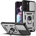 thumbnail image 1 of Case for Motorola Edge 30 with Slide Camera Cover, Military Grade Drop Protective Phone Cover Case with Ring Kickstand for Motorola Edge 30 SJ Silver, 1 of 8