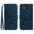 thumbnail image 1 of Case for Motorola G Power 2023 With Card Slots Holder Flip Wallet Phone Case Luxury PU Leather Short Strap Embossed Sunflower, 1 of 5