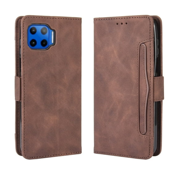 Case for Motorola MOTO One 5G Cover Adjustable Detachable Card Holder Magnetic closure Leather Wallet Case - Brown
