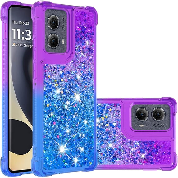 Case for Motorola Moto Edge 5G 2024 Case Glitter Liquid Cute Clear Shockproof Back Cover,Soft TPU Phone Case for Moto Edge 5G 2024 Gradient Purple