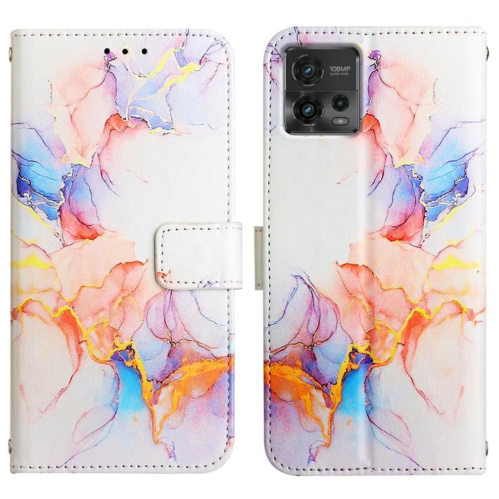 Case for Motorola Moto G72 Kickstand Wallet Marble Pattern PU Leather