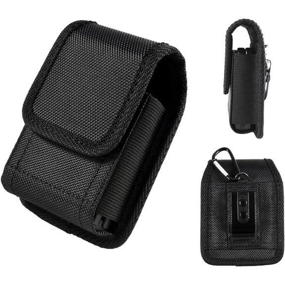 Case for Motorola Moto Razr 2023/Razr+ Plus/Razr 40 Ultr/Z Flip5 5G Phone Case Nylon Velcro Vertical Pouch [Belt Loop, Metal Clip] - Nylon Black