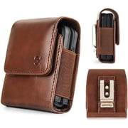 Case for Motorola Moto Razr 40 Ultra / Razr+ Plus / Razr 2023 Phone Case Leather Pouch [Metal Clip] Brown