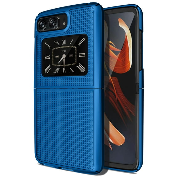 Case for Motorola RAZR 2022 Flip Phone, Nakedcellphone Slim Hard Shell Protector Cover [Anti-Fingerprint, Grid Texture] for Moto RAZR 3 5G