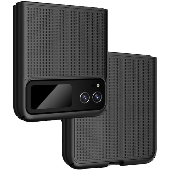 Case for Motorola RAZR (2023), Nakedcellphone Slim Hard Shell Protector Cover [Anti-Fingerprint, Grid Texture] - Black Tread
