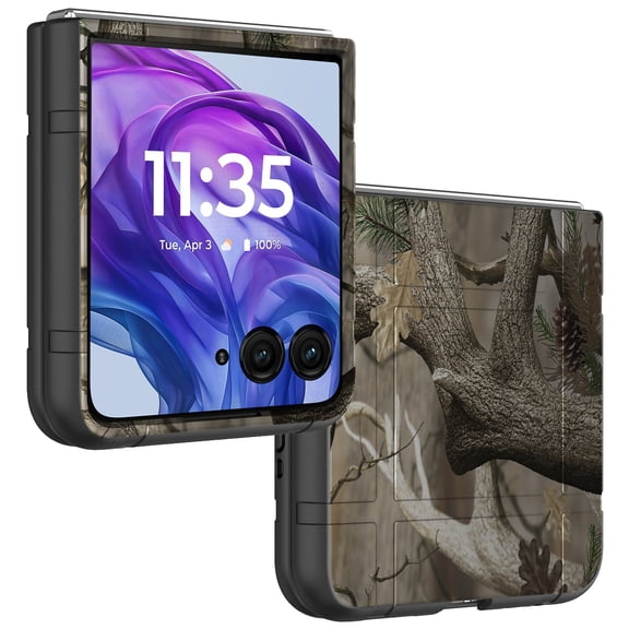 Case for Motorola RAZR (2024), Nakedcellphone Slim Hard Shell Protector Cover [Anti-Fingerprint, Texture Grip, Camouflage] - Bush Camo