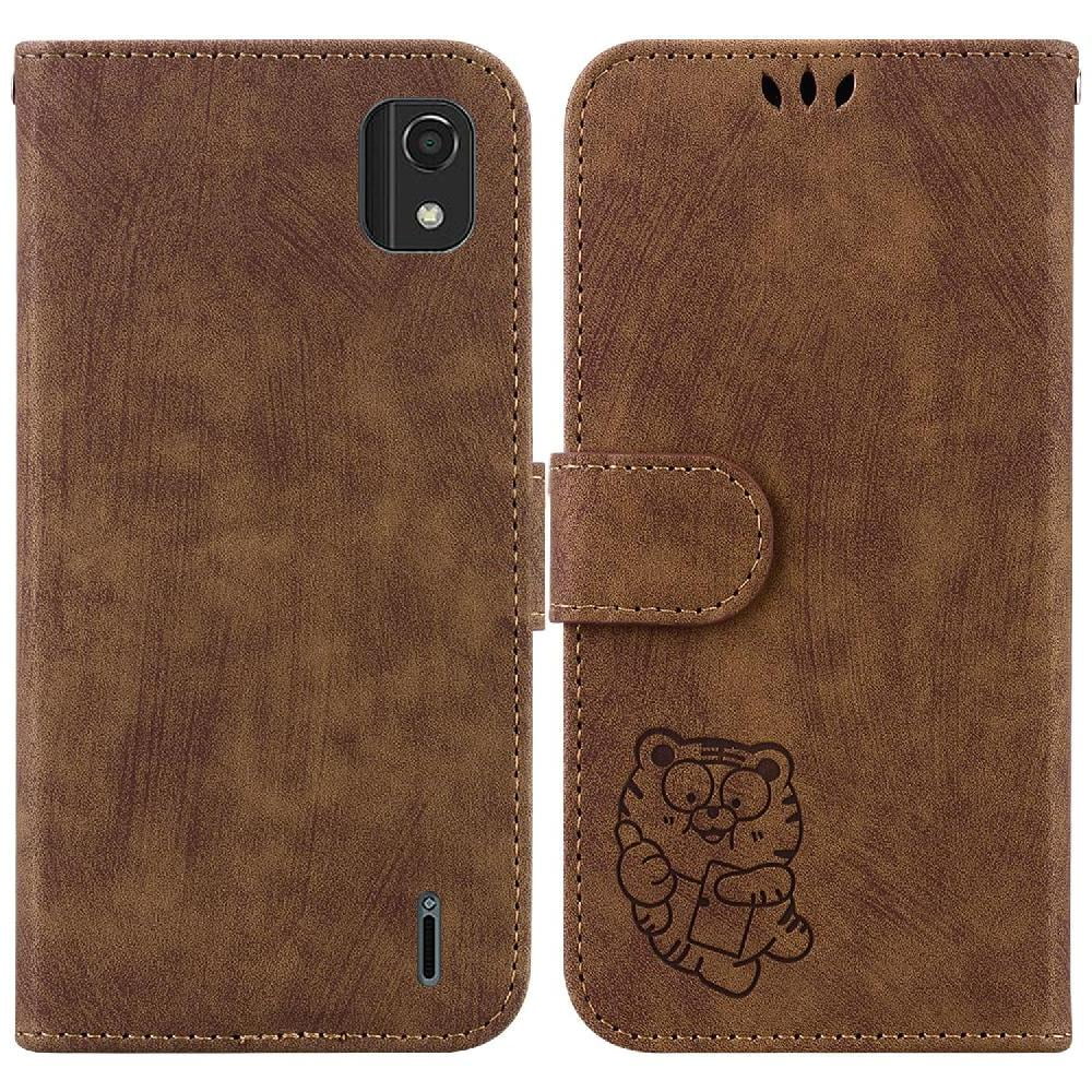 Case for Nokia C2 2nd Edition Wallet Case Embossed Cute Tiger Holder