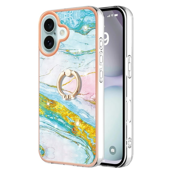 Case for Nokia C31 Marble-patterned phone case with 360° rotating ring stand - Stylish and practical protection