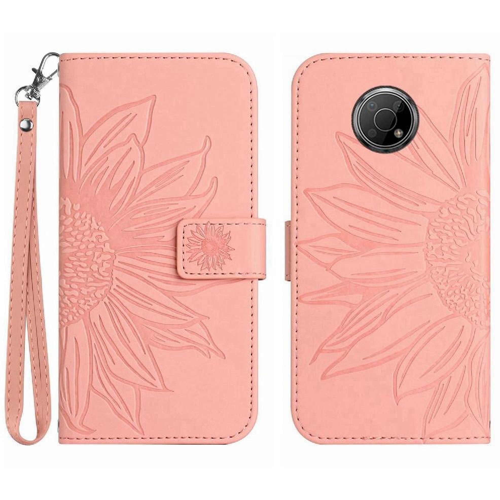Case for Nokia G300 Flip Wallet Phone Case Embossed Sunflower Short