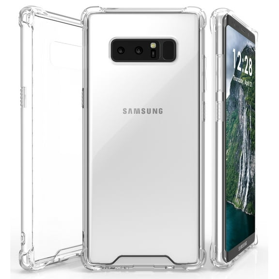 Case for Note 8, Aquaflex Clear Transparent TPU [Anti-Shock] Slim Cover with Hard Back for Samsung Galaxy SM-N950