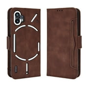 Case for Nothing Phone 1 Cover Adjustable Detachable Card Holder Magnetic closure Leather Wallet Case - Brown