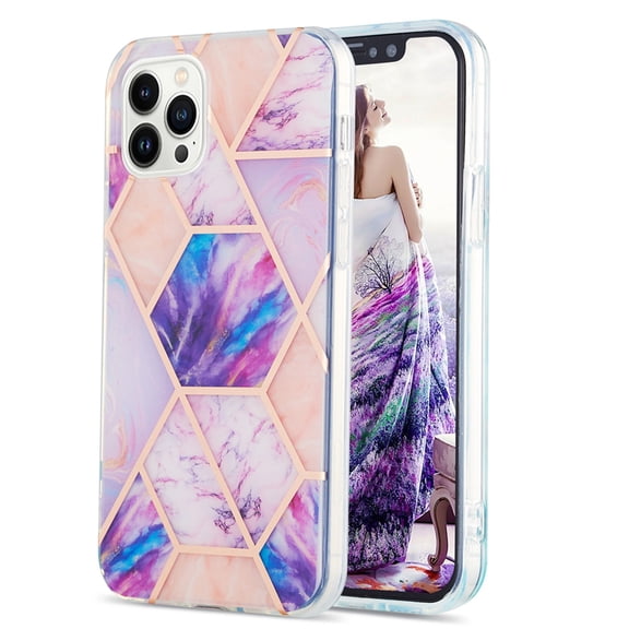 Case for Nothing Phone One Shiny Geometric Marble Design Clear Bumper Glossy Case with Camera Screen Protection Anti-Fingerprint Skid Resistant