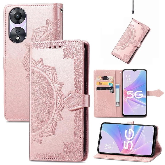Case for OPPO A58 5G Exquisite Pattern Shockproof Leather Case Flip Cover Simple Business