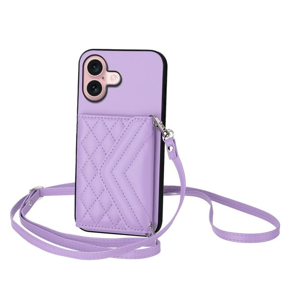 Case for iPhone16 Pro Crossbody wallet cover, with card holder, leather material, equipped with a long shoulder strap, shockproof flip-top phone case