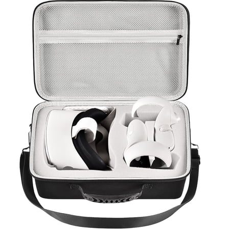 Case for Oculus Quest 2 VR Headset and Controllers, with Face Cover and Lens Protector for Travel Protection– Grey