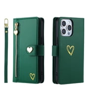 Case for One Plus 9 Wallet phone case with zipper pocket, wrist strap, flip cover and built-in card slots.