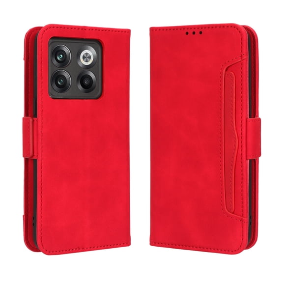 Case for OnePlus 10T 5G Cover Adjustable Detachable Card Holder Magnetic closure Leather Wallet Case - Red