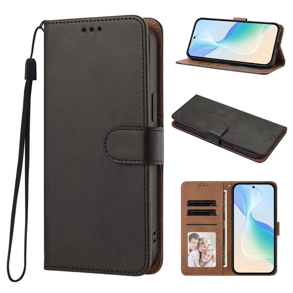Case for OnePlus 12 Wallet Flip PU Leather Case with Card Slots Kickstand Shockproof Magnetic Phone Cover, Pure black