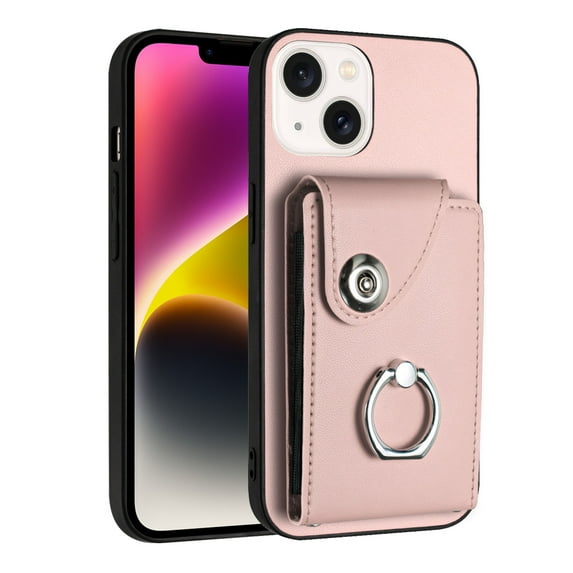 Case for OnePlus Ace5 Wallet Case with Card Holder Design 360°Rotation Ring Stand Snap Button Shockproof Protective Case